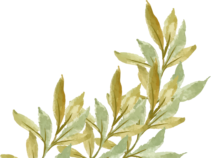 Green Brown Watercolor Leaves Arrangement